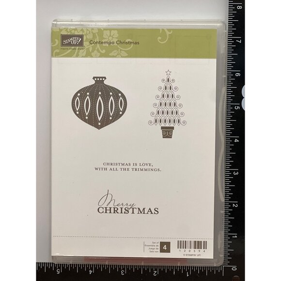 Stampin Up! 120594 Contempo Christmas Rubber Stamp Set OF 4 LOVE ORNAMENT TREE - Picture 1 of 3